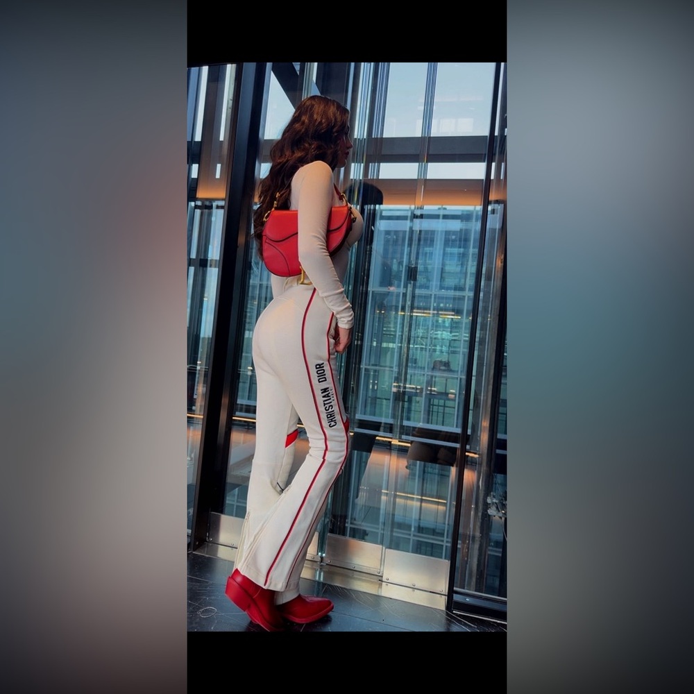 Christian Dior DiorAlps Flared Ski Pants | White Red Moto | 26–27 Waist